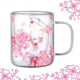 SZKLANKA TERMICZNA Z KWIATAMI W ŚRODKU, RÓŻ - 250 ML 1SZT SZK133