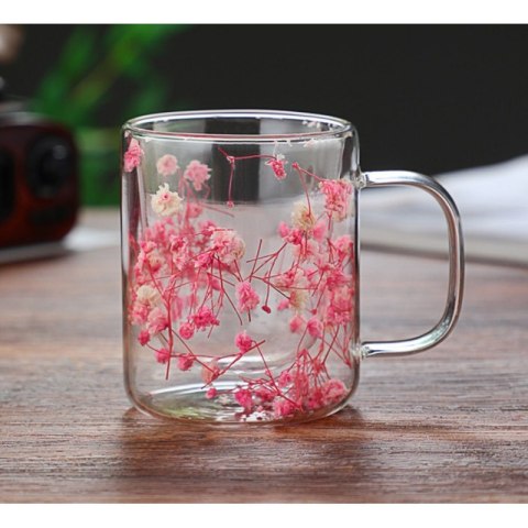 SZKLANKA TERMICZNA Z KWIATAMI W ŚRODKU, RÓŻ - 250 ML 1SZT SZK133