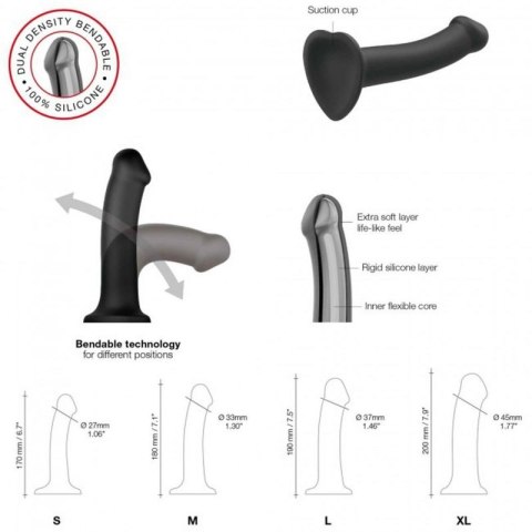 SEMI-REALISTIC DUAL DENSITY BENDABLE DILDO BLACK - M SEMI-REALISTIC DUAL DENSITY BENDABLE DILDO BLACK - M
