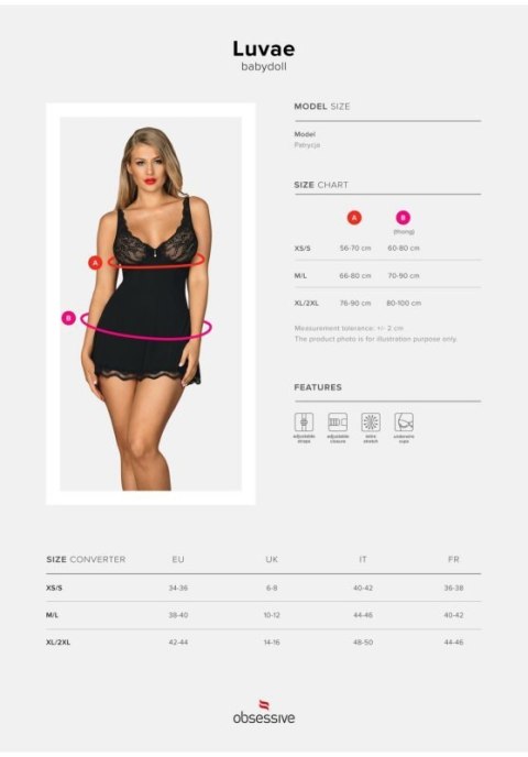 Bielizna-Luvae babydoll i stringi Czarny XS/S Bielizna-Luvae babydoll i stringi Czarny XS/S