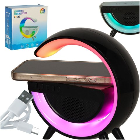 LAMPKA RGB ŁADOWARKA INDUKCYJNA RADIO CZARNA LAMPKA RGB ŁADOWARKA INDUKCYJNA RADIO CZARNA