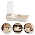 ORGANIZER NA PĘDZLE, KOSMETYKI, RYFLOWANY OBROTOWY KREMOWY 33,5X28X14 CM CB69