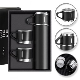 ZESTAW TERMOS Z 3 KUBKAMI ZAPAKOWANY NA PREZENT, 500ML CZARNY BD24CZ