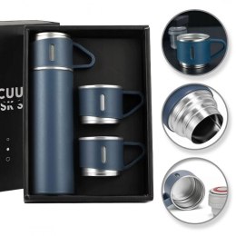 ZESTAW TERMOS Z 3 KUBKAMI ZAPAKOWANY NA PREZENT, 500ML GRANATOWY BD24GRAN