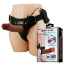 PRETTY LOVE - HARNESS BRIEFS Starks Universal Strap-On Harness 6,9&#039;&#039; Vibration Dildo Light Brown