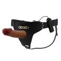 PRETTY LOVE - HARNESS BRIEFS Starks Universal Strap-On Harness 6,9&#039;&#039; Vibration Dildo Light Brown