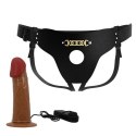 PRETTY LOVE - HARNESS BRIEFS Starks Universal Strap-On Harness 6,9&#039;&#039; Vibration Dildo Light Brown
