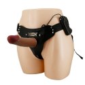 PRETTY LOVE - HARNESS BRIEFS Starks Universal Strap-On Harness 6,9&#039;&#039; Vibration Dildo Light Brown