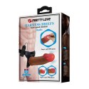 PRETTY LOVE - HARNESS BRIEFS Starks Universal Strap-On Harness 6,9&#039;&#039; Vibration Dildo Light Brown