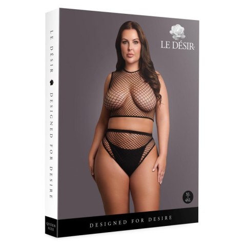 2 piece with crop top, pantie and fishnet structure. 2 piece with crop top, pantie and fishnet structure.