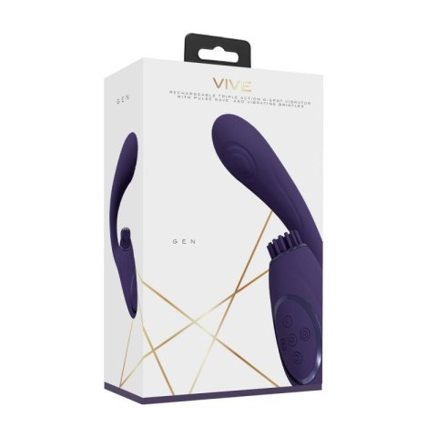 Gen - Rechargeable Triple Action G-Spot Vibrator with Pulse Wave and Vibrating Bristles - Purple Gen - Rechargeable Triple Action G-Spot Vibrator with Pulse Wave and Vibrating Bristles - Purple