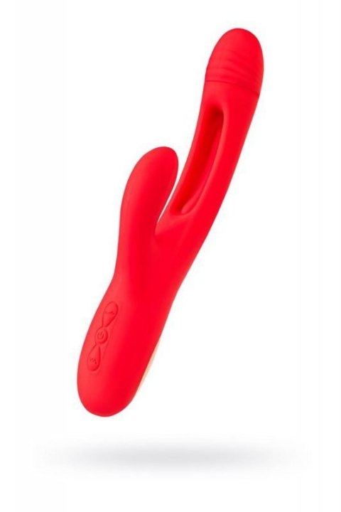 JOS Vibrator with clitoral stimulator Patti with moving tongue, silicone, red, 24 cm JOS Vibrator with clitoral stimulator Patti with moving tongue, silicone, red, 24 cm