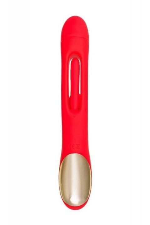 JOS Vibrator with clitoral stimulator Patti with moving tongue, silicone, red, 24 cm JOS Vibrator with clitoral stimulator Patti with moving tongue, silicone, red, 24 cm