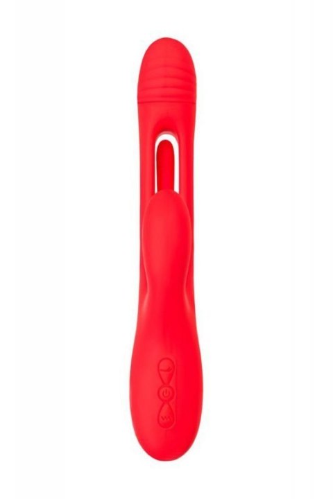 JOS Vibrator with clitoral stimulator Patti with moving tongue, silicone, red, 24 cm JOS Vibrator with clitoral stimulator Patti with moving tongue, silicone, red, 24 cm