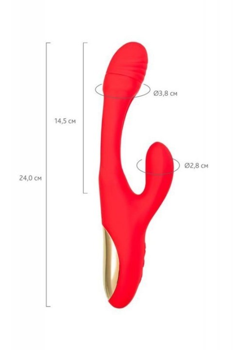 JOS Vibrator with clitoral stimulator Patti with moving tongue, silicone, red, 24 cm JOS Vibrator with clitoral stimulator Patti with moving tongue, silicone, red, 24 cm