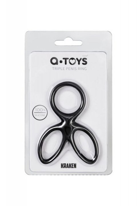 A-TOYS Triple penis ring KRAKEN, silicone, black, 10 cm A-TOYS Triple penis ring KRAKEN, silicone, black, 10 cm
