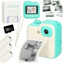 APARAT FOTOGRAFICZNY NATYCHMIASTOWY DRUKARKA TERMICZNA + WKŁADY KARTA 32GB ZIELONY
