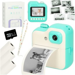 APARAT FOTOGRAFICZNY NATYCHMIASTOWY DRUKARKA TERMICZNA + WKŁADY KARTA 32GB ZIELONY