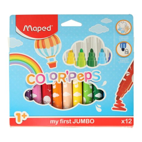 FLAMASTRY MAZAKI DLA MAŁYCH DZIECI 1+ MAPED 12 KOLORÓW FLAMASTRY MAZAKI DLA MAŁYCH DZIECI 1+ MAPED 12 KOLORÓW