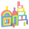 KLOCKI DREWNIANE EDUKACYJNE UKŁADANKA TĘCZA PUZZLE MONTESSORI TĘCZA KOLOROWE