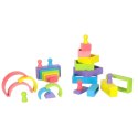 KLOCKI DREWNIANE EDUKACYJNE UKŁADANKA TĘCZA PUZZLE MONTESSORI TĘCZA KOLOROWE