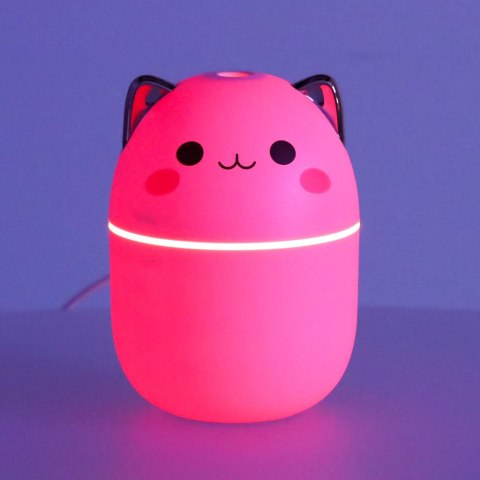 NAWILŻACZ POWIETRZA DYFUZOR DO OLEJKÓW KOTEK RÓŻOWY RGB NAWILŻACZ POWIETRZA DYFUZOR DO OLEJKÓW KOTEK RÓŻOWY RGB