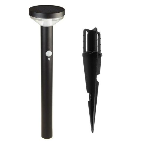 Solarna lampa LED Maclean, z czujnikiem, 3 tryby, wbijana, Li-ion 18650, IP44, 3,7V, 1200 mAh, Czarna, MCE465 B Solarna lampa LED Maclean, z czujnikiem, 3 tryby, wbijana, Li-ion 18650, IP44, 3,7V, 1200 mAh, Czarna, MCE465 B