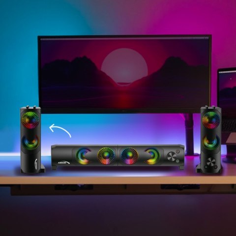 Głośniki komputerowe soundbar Audiocore 3Wx2, LED, USB 5v, wejście liniowe, AC955 Głośniki komputerowe soundbar Audiocore 3Wx2, LED, USB 5v, wejście liniowe, AC955