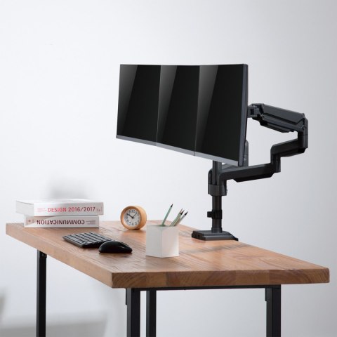 Uchwyt biurkowy do trzech monitorów czarny Ergo Office, ze sprężyną gazową, 17"-30", 7 kg, 1x USB 3.0, 2x mini-jack, ER-408B Uchwyt biurkowy do trzech monitorów czarny Ergo Office, ze sprężyną gazową, 17"-30", 7 kg, 1x USB 3.0, 2x mini-jack, ER-408B