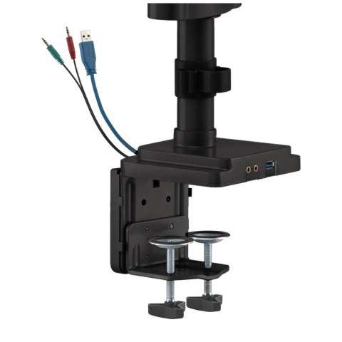 Uchwyt biurkowy do trzech monitorów czarny Ergo Office, ze sprężyną gazową, 17"-30", 7 kg, 1x USB 3.0, 2x mini-jack, ER-408B Uchwyt biurkowy do trzech monitorów czarny Ergo Office, ze sprężyną gazową, 17"-30", 7 kg, 1x USB 3.0, 2x mini-jack, ER-408B