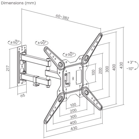 Uchwyt do TV lub monitora Maclean, uniwersalny, max VESA 400x400, 23-55", 30kg, czarny, MC-701N Uchwyt do TV lub monitora Maclean, uniwersalny, max VESA 400x400, 23-55", 30kg, czarny, MC-701N