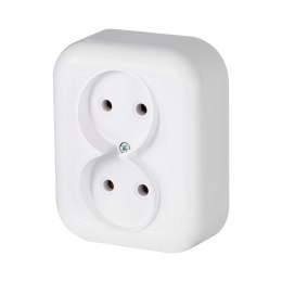Gniazdo podwójne n/t 2x2p 16A, 250V, FAN, biały