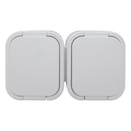 Gniazdo podwójne n/t 2P+Z, Schuko, bryzgoszczelne z klapką B2, IP54, NT-7B2, biały