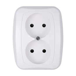 Gniazdo podwójne p/t 2x2p 16A, 250V, ATUT, biały