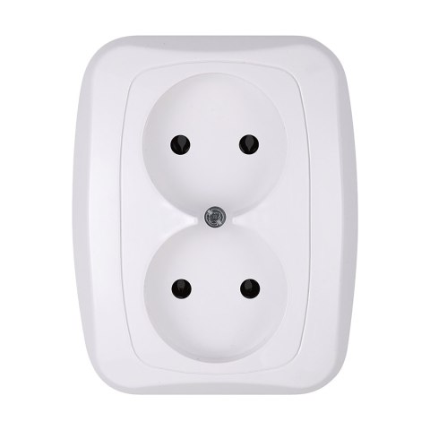 Gniazdo podwójne p/t 2x2p 16A, 250V, ATUT, biały Gniazdo podwójne p/t 2x2p 16A, 250V, ATUT, biały