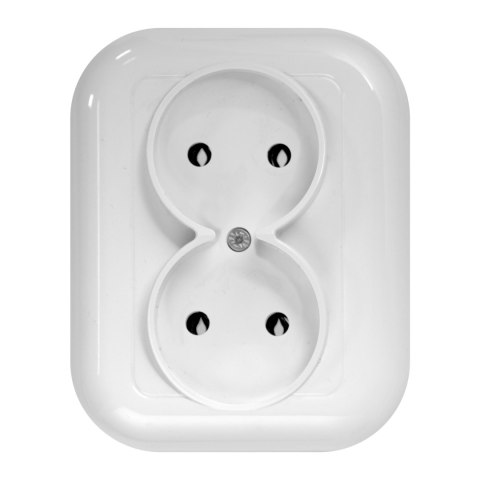 Gniazdo podwójne p/t 2x2p 16A, 250V, FAN, biały Gniazdo podwójne p/t 2x2p 16A, 250V, FAN, biały