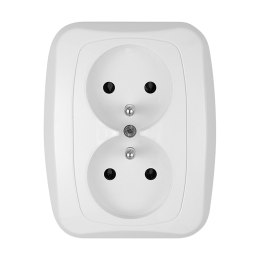 Gniazdo podwójne p/t 2x2p+Z 16A, 250V, ATUT, biały