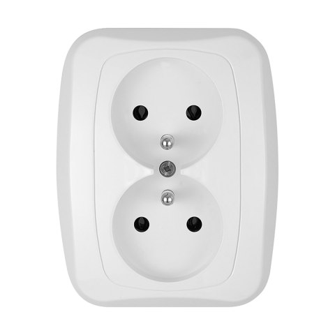 Gniazdo podwójne p/t 2x2p+Z 16A, 250V, ATUT, biały