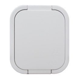 Gniazdo pojedyncze n/t 2P+Z, Schuko, bryzgoszczelne z klapką B2, IP54, NT-17B2, biały