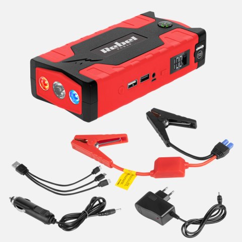 JUM P STARTER - POWER BANK Z PRZEWODAMI ROZRUCHOWYMI I KOM PRESOREM JUM P STARTER - POWER BANK Z PRZEWODAMI ROZRUCHOWYMI I KOM PRESOREM