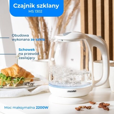 MS 1302 WHITE CZAJNIK SZKLANY 1,7 L MS 1302 WHITE CZAJNIK SZKLANY 1,7 L