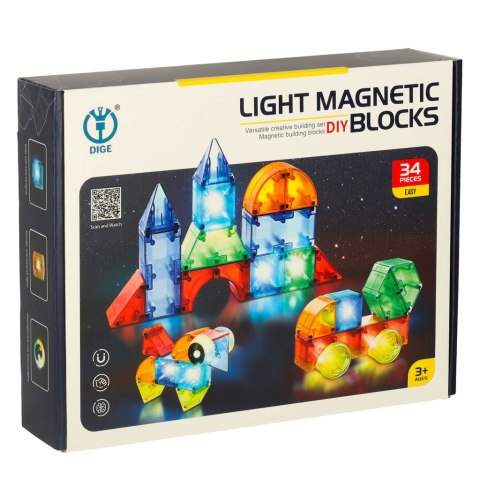 KLOCKI MAGNETYCZNE ŚWIECĄCE 32 EL. KLOCKI MAGNETYCZNE ŚWIECĄCE 32 EL.