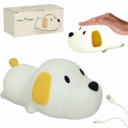 LAMPKA NOCNA DLA DZIECI SILIKONOWA DOTYKOWA MIĘKKA LED USB BIAŁA PIESEK LEŻĄCY