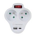 ELK311W Esperanza rozgałęźnik elektr. 2 gn. usb-c usb-a wł. biały