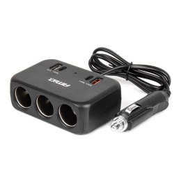 Rozdzielacz gniazda zapalniczki z ładowarką 1x usb-a 1x usb-c qc4.0 12v 24v 120w 80cm amio-04365
