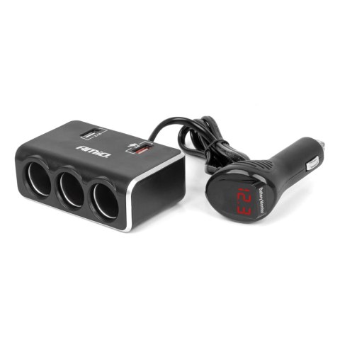Rozdzielacz gniazda zapalniczki z ładowarką 2x usb-a qc3.0 12v 24v 120w 80cm amio-04364 Rozdzielacz gniazda zapalniczki z ładowarką 2x usb-a qc3.0 12v 24v 120w 80cm amio-04364