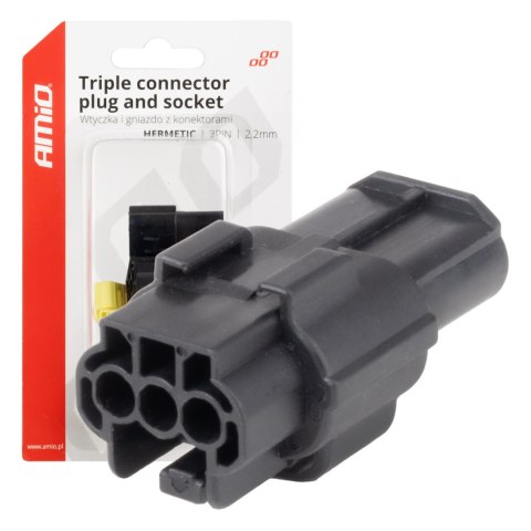 Złącze elektryczne wodoodporne zestaw 3 pin 2.2mm amio-04347 Złącze elektryczne wodoodporne zestaw 3 pin 2.2mm amio-04347