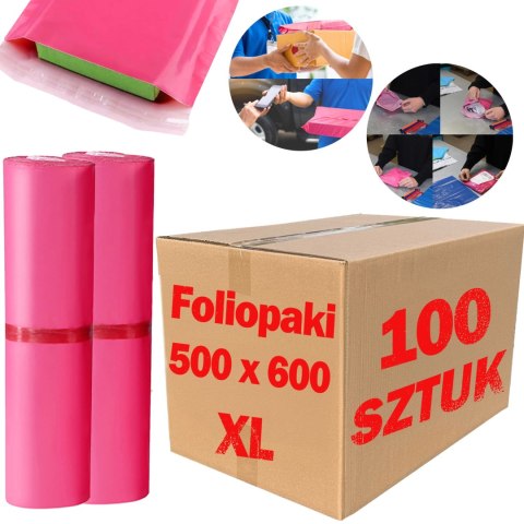 Foliopaki Kurierskie Różowe XL 500x600mm - 100 szt.