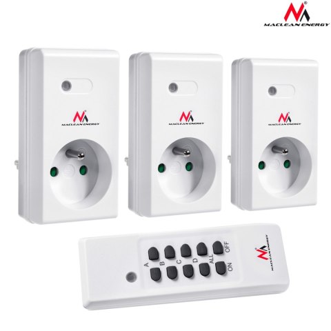 Gniazdka sterowane pilotem Maclean, wewnętrzne, sieciowe, 3szt, programowalne+ bateria do pilota, MCE153 Gniazdka sterowane pilotem Maclean, wewnętrzne, sieciowe, 3szt, programowalne+ bateria do pilota, MCE153