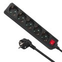 Listwa zasilająca Maclean, Przedłużacz 5 gniazd, Z wyłącznikiem, Czarny, Typ niemiecki, 3500W, 1.4m, MCE226G